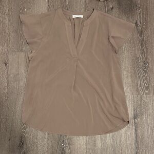Calvin Klein Taupe V-Neck Blouse